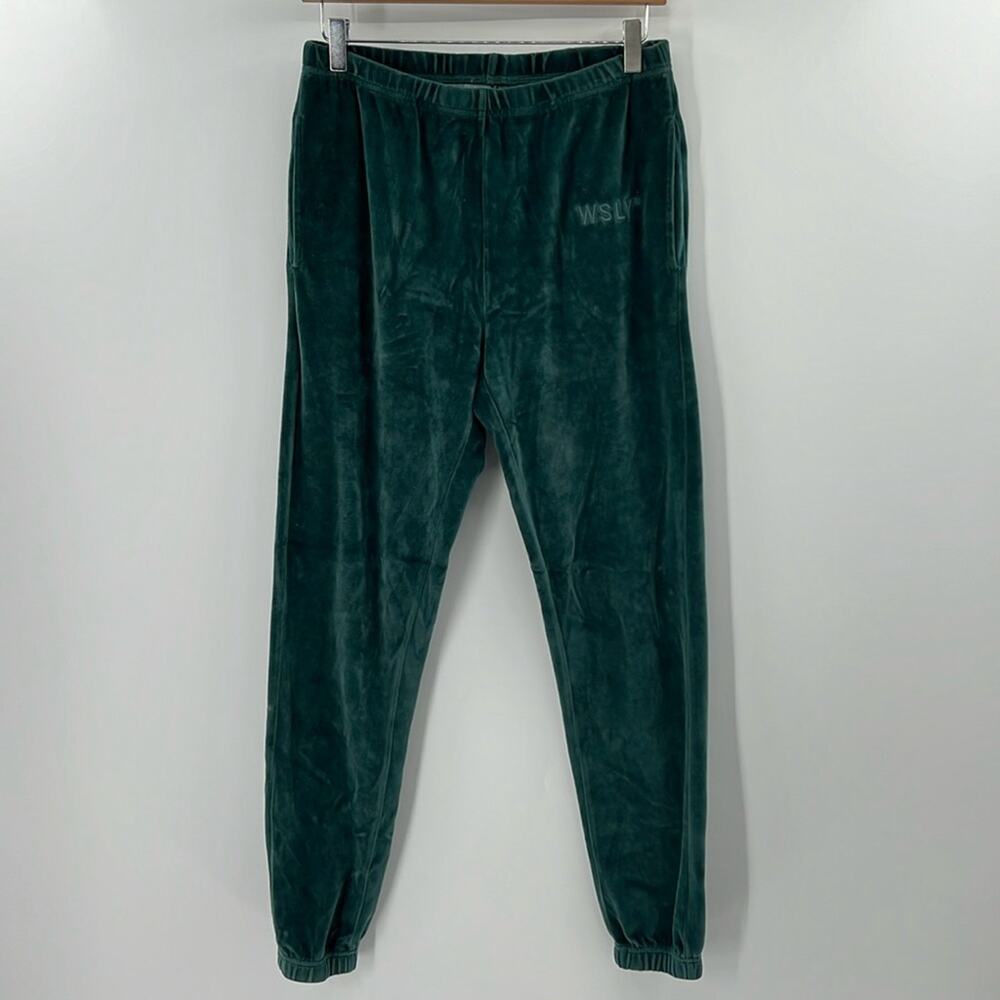 WSLY Women's Brushed Fleece Wide Leg Jogger - Green - XS - NWT